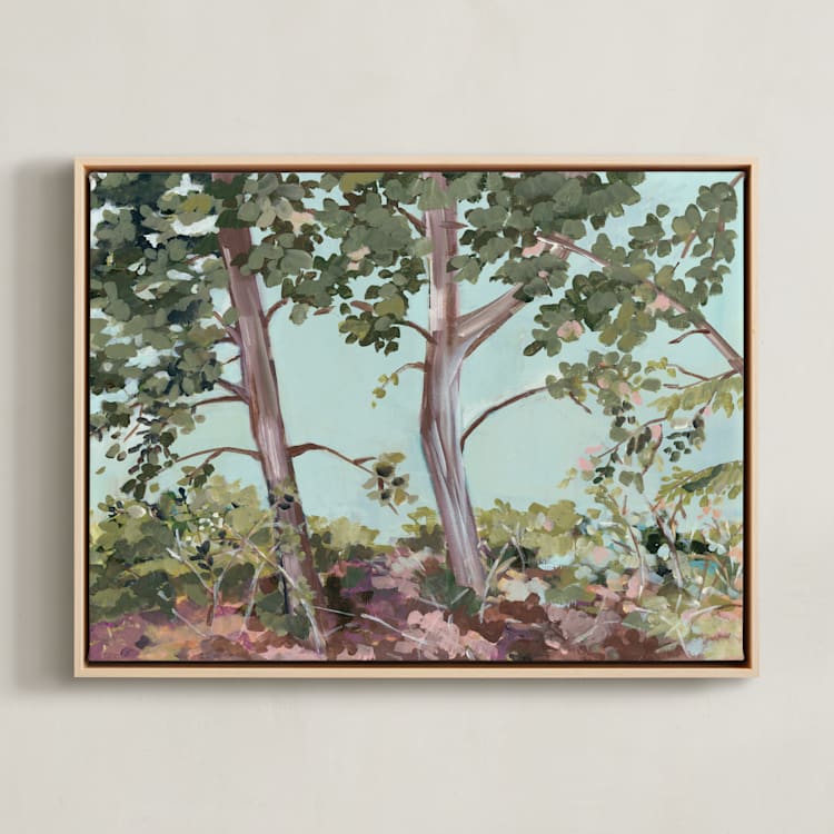 "River Tree Stillness" - Art Print in Misty Mint by AlisonJerry - Framed Canvas