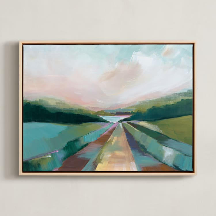 "The Lake Trail" - Art Print in Lake Green by AlisonJerry - Framed Canvas