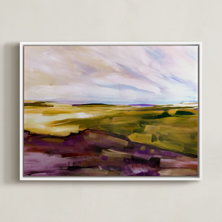 "Land View" - Art Print in Olive by Jen Florentine - Framed Canvas