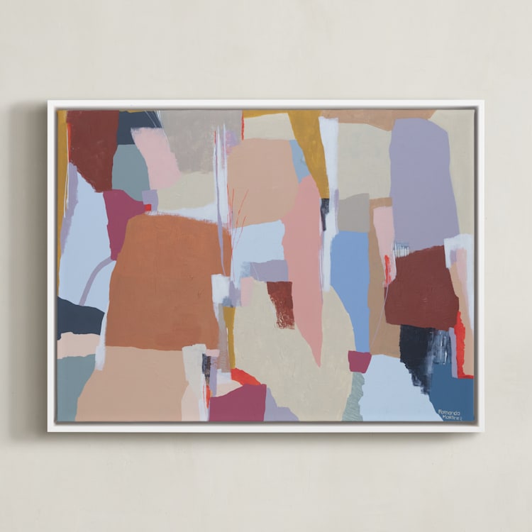 "Everything changes" - Art Print in gold orange by FERNANDA MARTINEZ - Framed Canvas