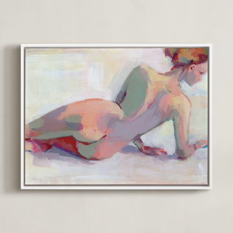 "Sunbather" - Art Print in Lilac by sue prue - Framed Canvas