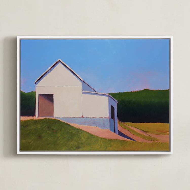 "Easton Hill" - Art Print in Periwinkle Sky by Carol C. Young - Framed Canvas