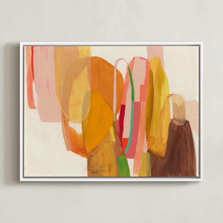 "Mid Mod" - Art Print in Tangerine by Jenny Westenhofer - Framed Canvas