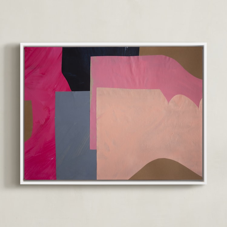 "Pink Lands" - Art Print in Hot Pink by cyrille gulassa - Framed Canvas