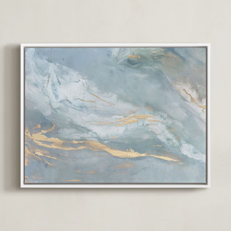 "Blue Sage" - Art Print in Sea Blue by Julia Contacessi - Framed Canvas
