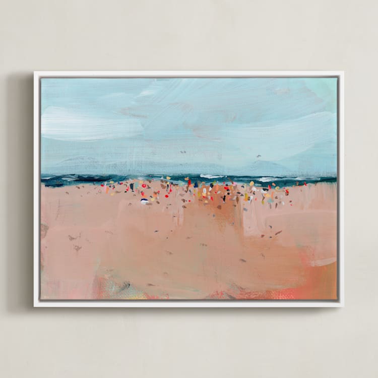 "Busy Beach" - Art Print in Sea by Lindsay Megahed - Framed Canvas