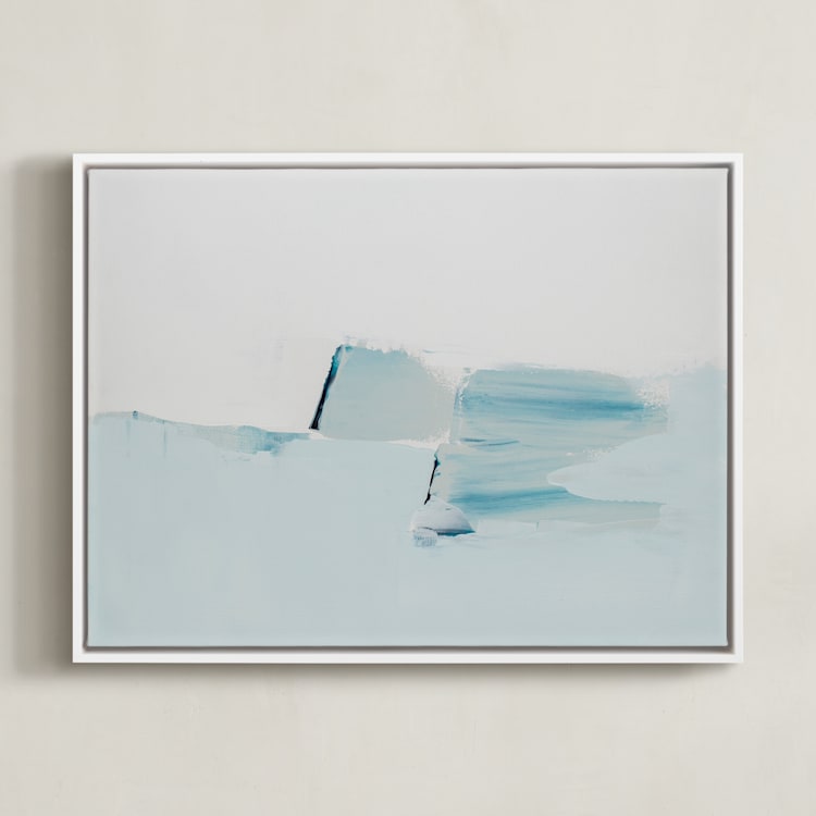 "Sea Spray Landscape" - Art Print in light blue by Caryn Owen - Framed Canvas