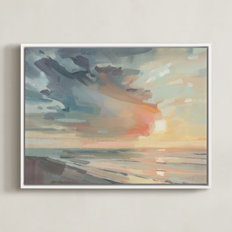 "Take Off Your Cloud, Stay A While" - Art Print in Blush by Khara Ledonne - Framed Canvas