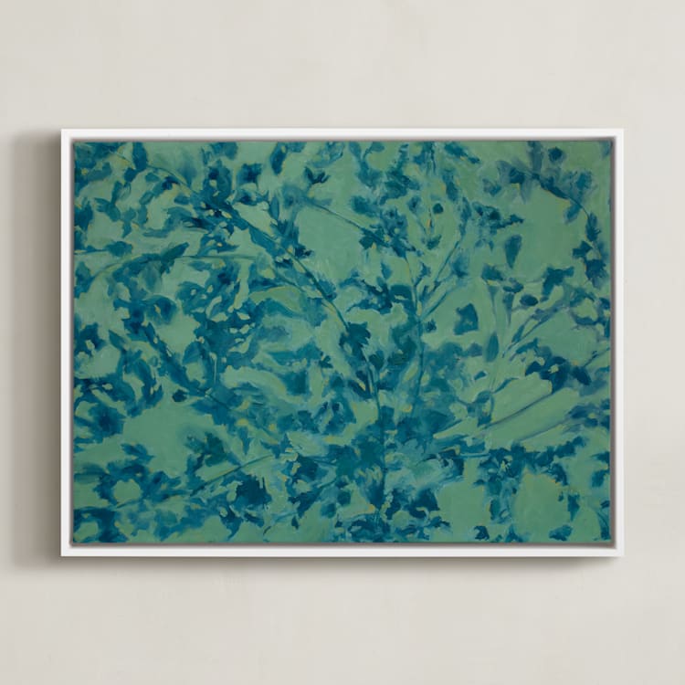 "Shifting: Spring" - Art Print in Aqua by Alysia Quisenberry - Framed Canvas