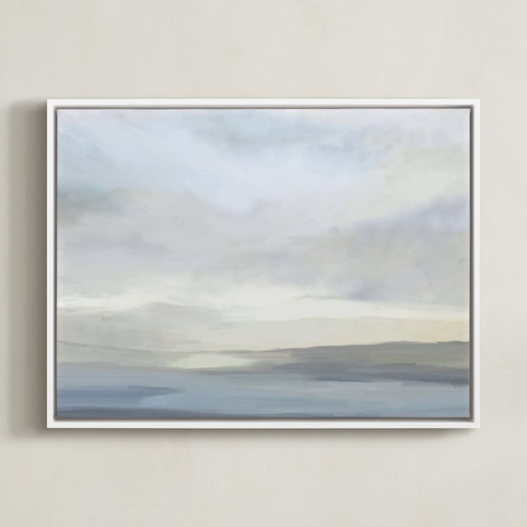 "Clarity Found" - Art Print in Sky Blue by Amy Hall - Framed Canvas