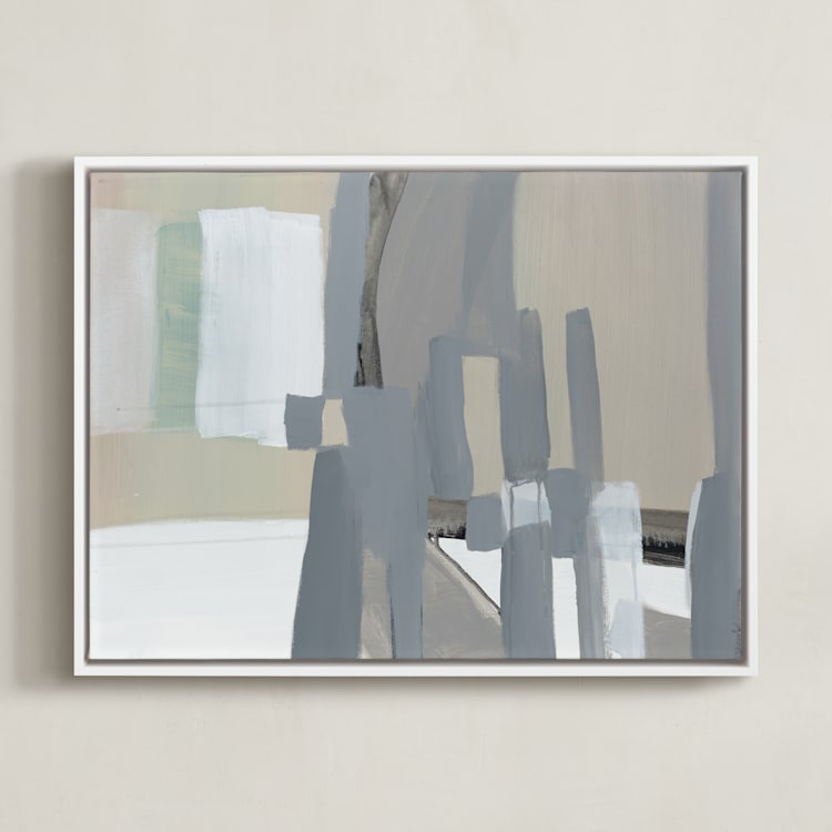 "Patchwork abstract" - Art Print in Neutral Linen by Betsyness Studio - Framed Canvas
