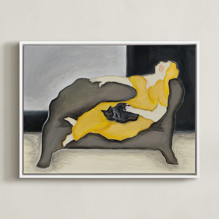 "Dreaming of Caramels" - Art Print in Deep yellow by Mary Ketch - Framed Canvas