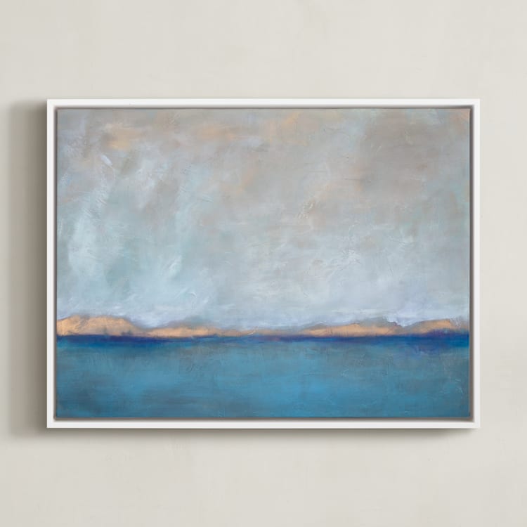 "Linen Coast" - Art Print in Soft Sea by Julia Contacessi - Framed Canvas