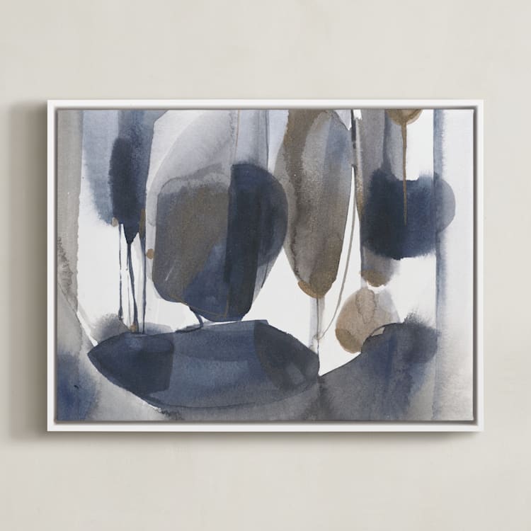 "Curve Appeal" - Art Print in bronze & blue by Michelle Lee - Framed Canvas