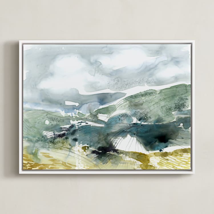 "Valley" - Art Print in Jade by Kelly Ventura - Framed Canvas