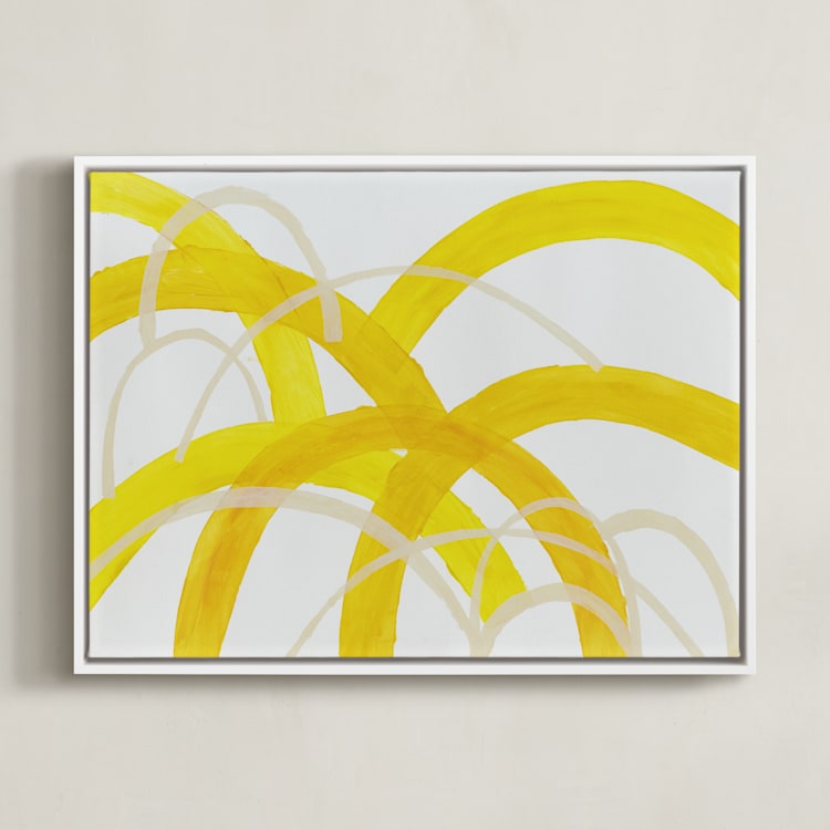 "Mountain Sunshine" - Art Print in Sunshine Yellow by Christina Flowers - Framed Canvas