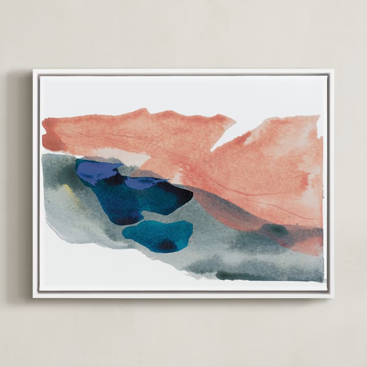 "Morning River" - Art Print in Blush Pink by Lauren Adams - Framed Canvas