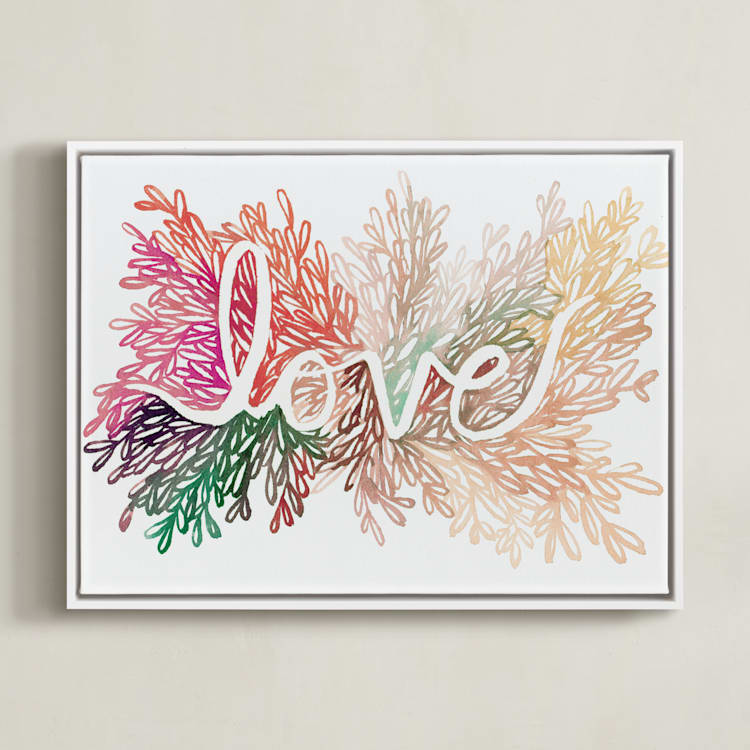"Love" - Art Print in Blush by Kelly Ventura - Framed Canvas