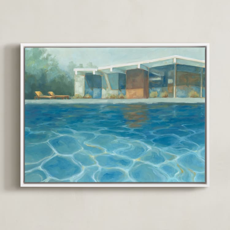 "Eichler Summer" - Art Print in Poolside by Laura Browning - Framed Canvas