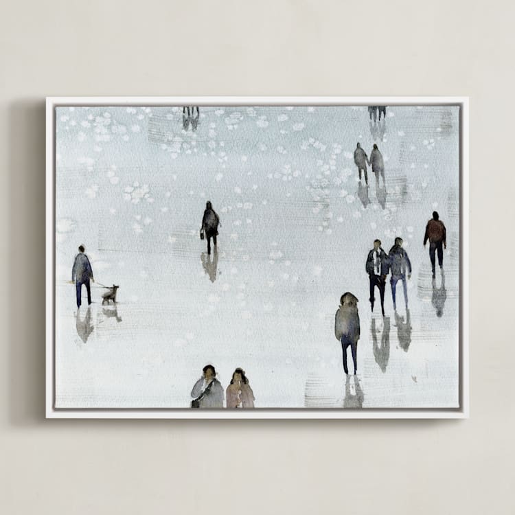 "Melancolia" - Art Print in Pale blue by Lulaloo - Framed Canvas