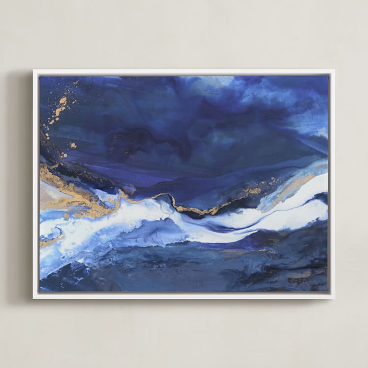 "Odyssey" - Art Print in Indigo by Julia Contacessi - Framed Canvas