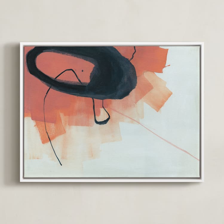 "Orange Abstraction" - Art Print in Coral Orange by Kirsta Benedetti - Framed Canvas