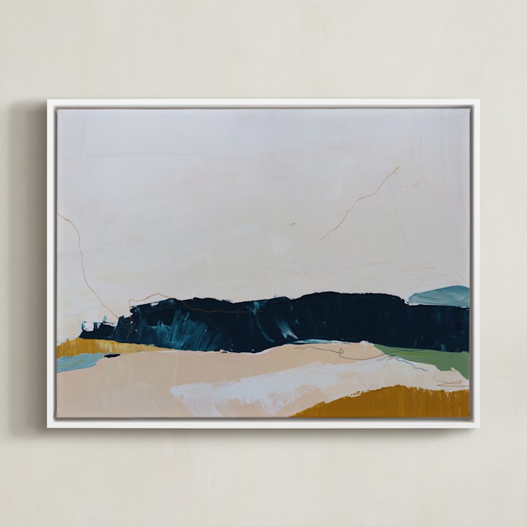 "Moving Mountains II" - Art Print in Dark Sky Blue by Kayla King - Framed Canvas