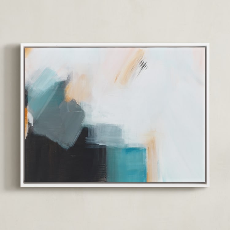 "Coast 1" - Art Print in Coastal Blue by AlisonJerry - Framed Canvas