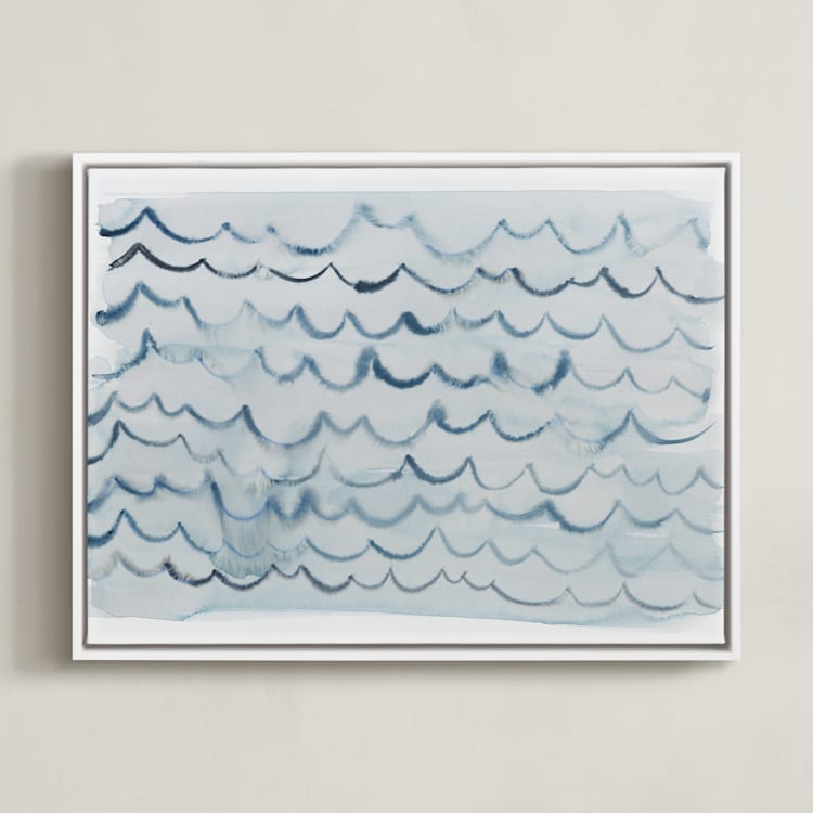 "waves" - Art Print in pool blue by Kelly Witmer - Framed Canvas