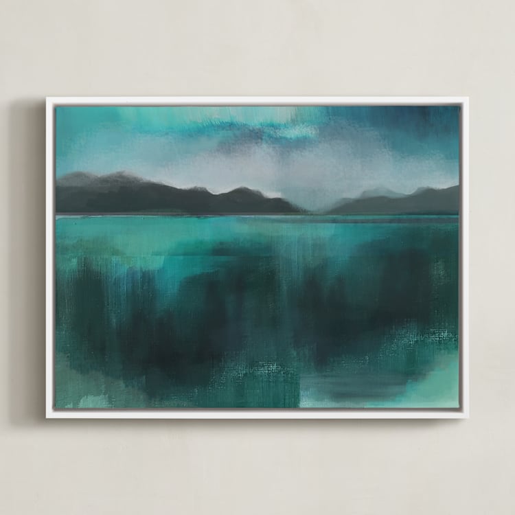 "Ice Lands" - Art Print in Ice Land Green by AlisonJerry - Framed Canvas