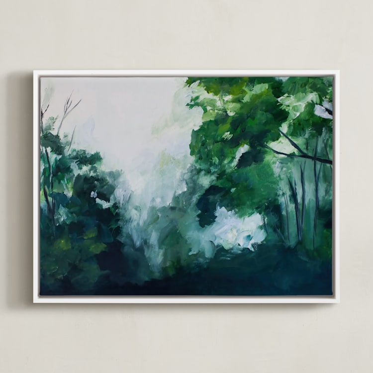 "Homeland" - Art Print in Forest Green by Brittany Fan - Framed Canvas