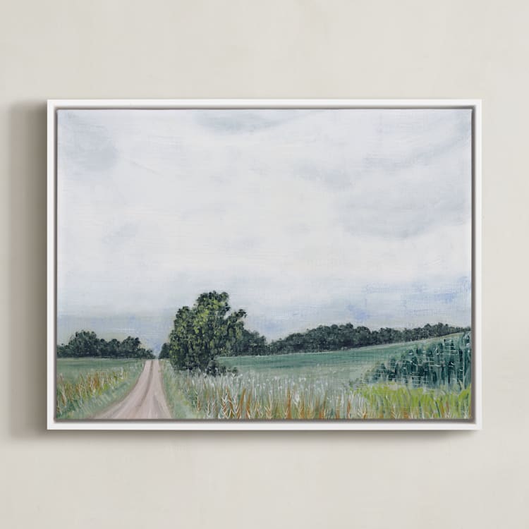 "Timeless" - Art Print in Fields of Green by Hettie Roberts - Framed Canvas