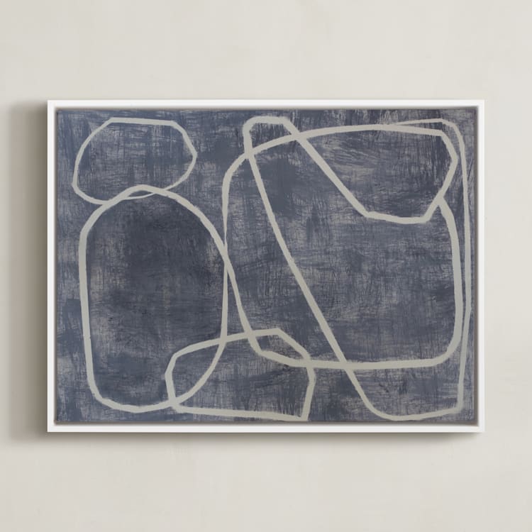 "Squiggles" - Art Print in Blue Grey by Camille Pietrow - Framed Canvas