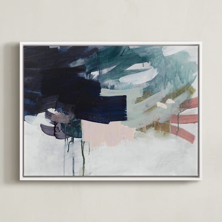 "Following The Pack" - Art Print in Midnight Blue by Jennifer Daily - Framed Canvas