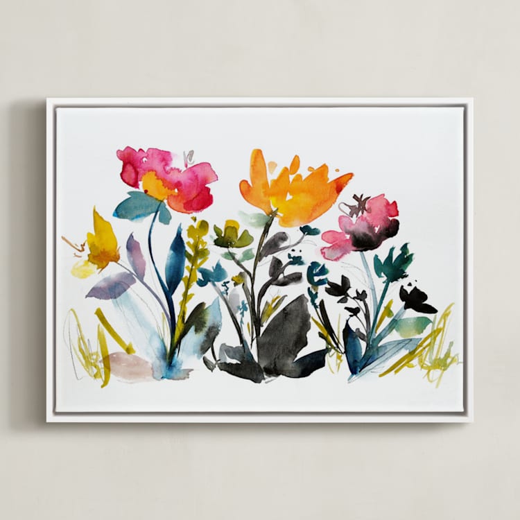 "island wildflowers no.2" - Art Print in gold poppy by Kiana Lee - Framed Canvas