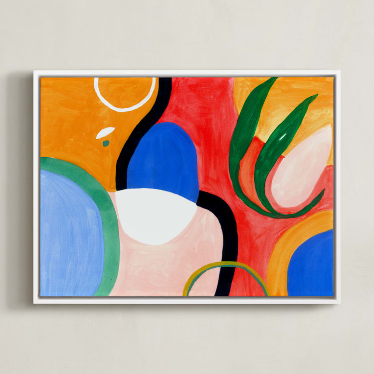 "Everybody needs beauty" - Art Print in red by FERNANDA MARTINEZ - Framed Canvas