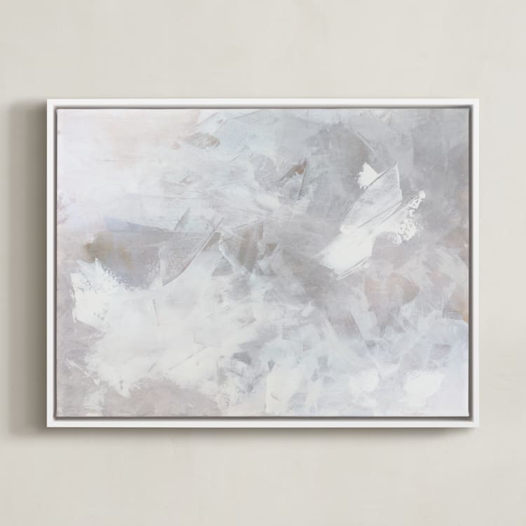 "Melody in White" - Art Print in white grey by Teodora Guererra - Framed Canvas