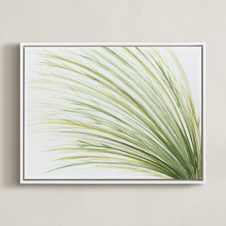 "Tall Grass Watercolor" - Art Print in Naturally Green by Loree Mayer - Framed Canvas