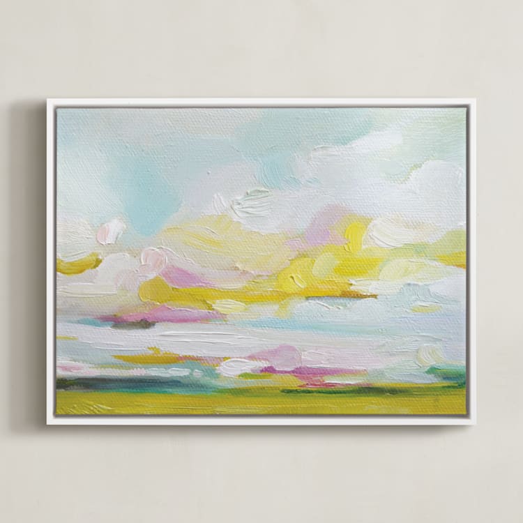 "Land of Plenty" - Art Print in Yellow by Emily Jeffords - Framed Canvas