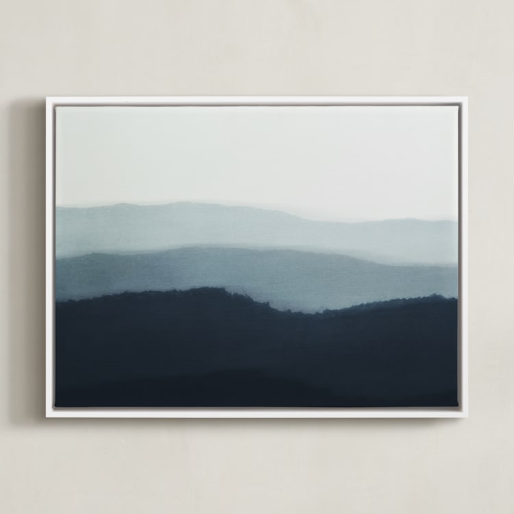 "Ridgeline" - Art Print in Indigo by Rebecca Rueth - Framed Canvas