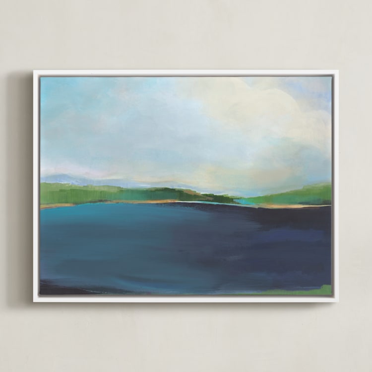 "Lake View" - Art Print in Lake Blue by AlisonJerry - Framed Canvas