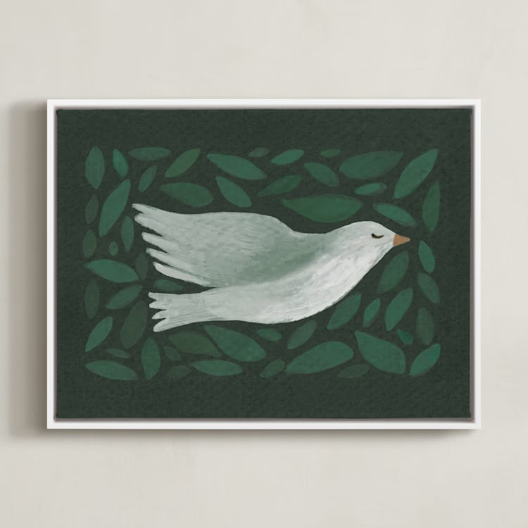 "Peace to you" - Art Print in Forest by Amy Kross - Framed Canvas