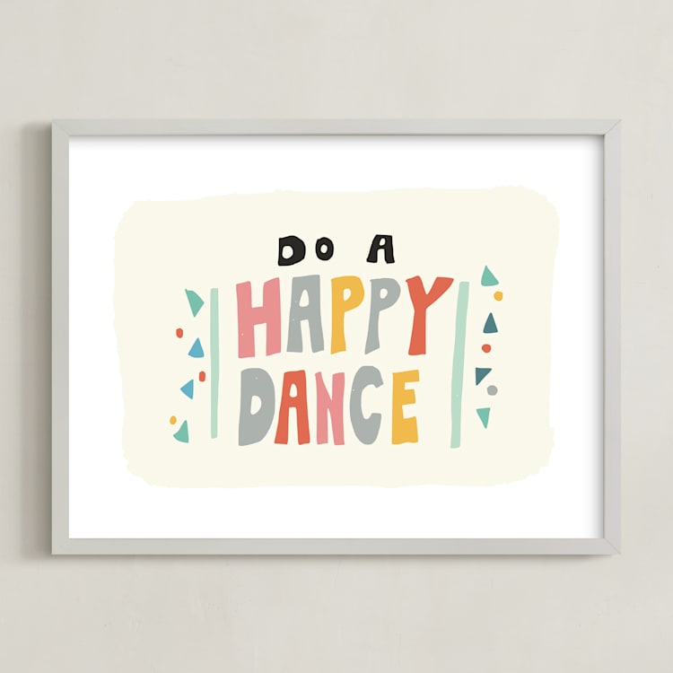 "happy dance" - Art Print in Melon Pink by Angel Walker - Framed