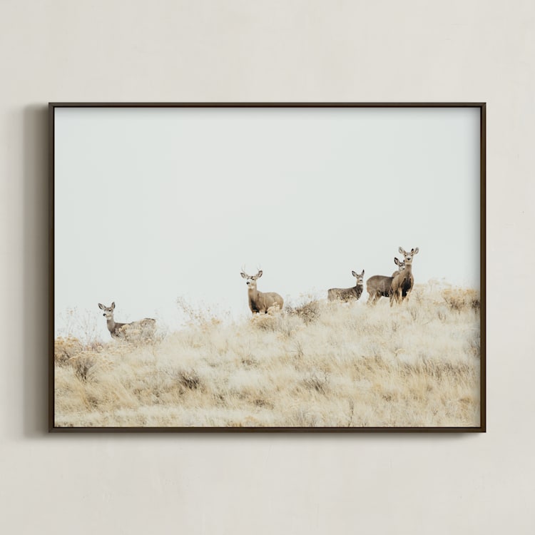"Watchful" - Art Print in Beige by Jennifer Morrow - Framed
