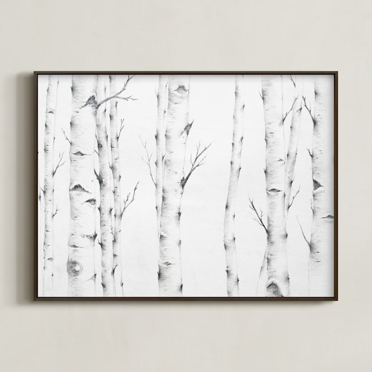 "Birch Story" - Art Print in Birch Grey by jinseikou - Framed