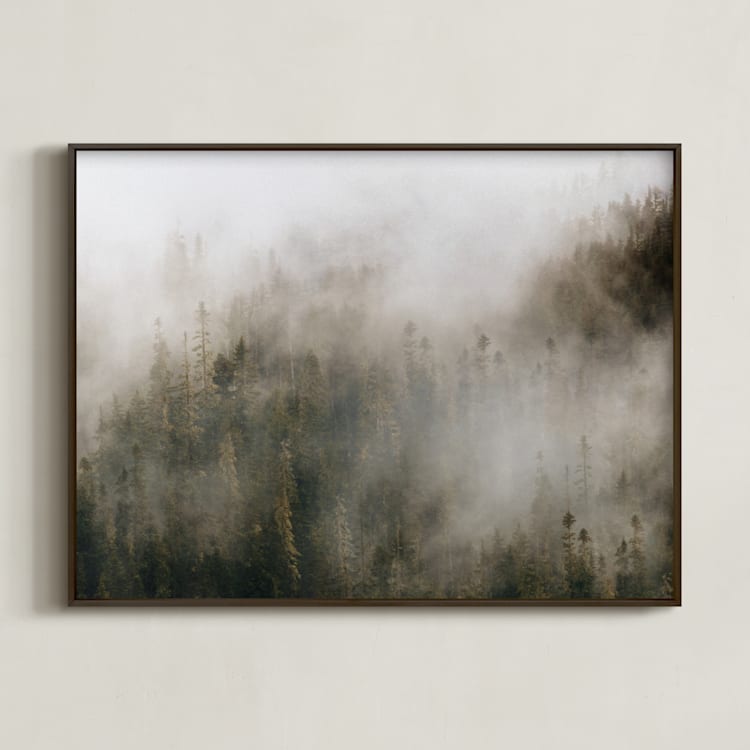 "Pacific North Fog" - Art Print in Forest Green by 1885 Atelier - Framed