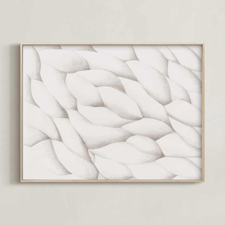 "Carved Wood" - Art Print in Bone by Emily Kariniemi - Framed
