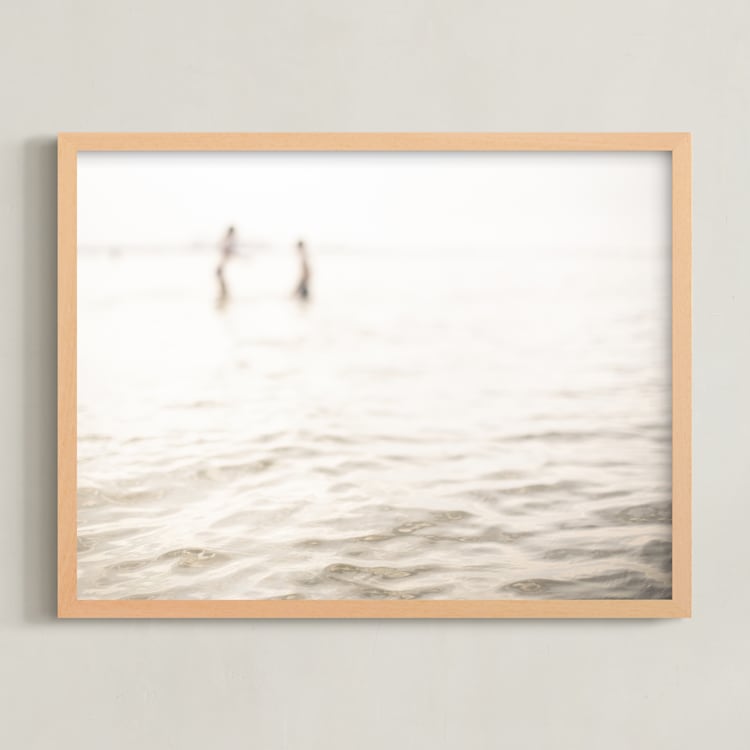 "Neutral wave" - Art Print in Neutral ivory by Lying on the grass - Framed