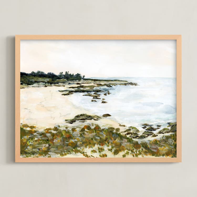 "Carmel by the Sea" - Art Print in Neutral Sand by Jennelle Lynn - Framed