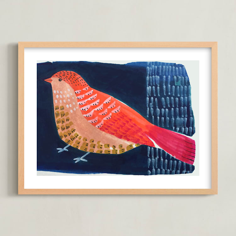 "Still 3" - Art Print in Petrol, rose, coral and mustard by Victoria Johnson - Framed